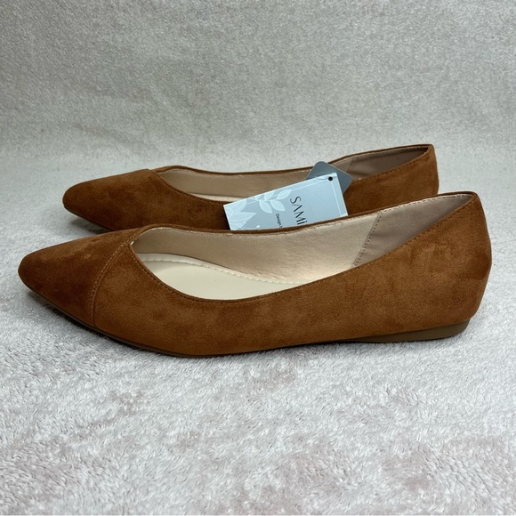 Samilor Faux Suede Pointed Toe Ballet Flats-Women’s 10-Brown-Classic-Casual-NEW - Picture 3 of 12
